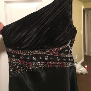 Elegant black silk formal dress